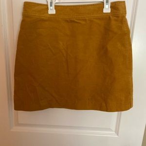 J Crew Corduroy Lined Mini Skirt Mustard Yellow